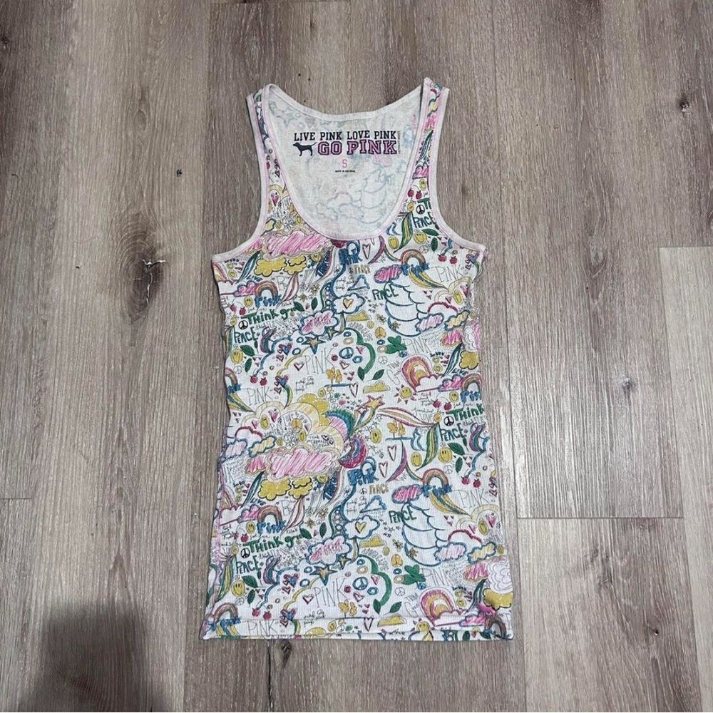 victoria secret pink graffiti tank top